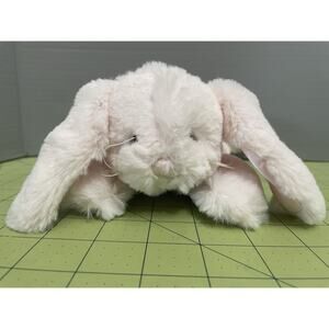 Bearington Baby Collection Bunny Tail Rabbit Plush Toy Rattle Laying Lovey Satin